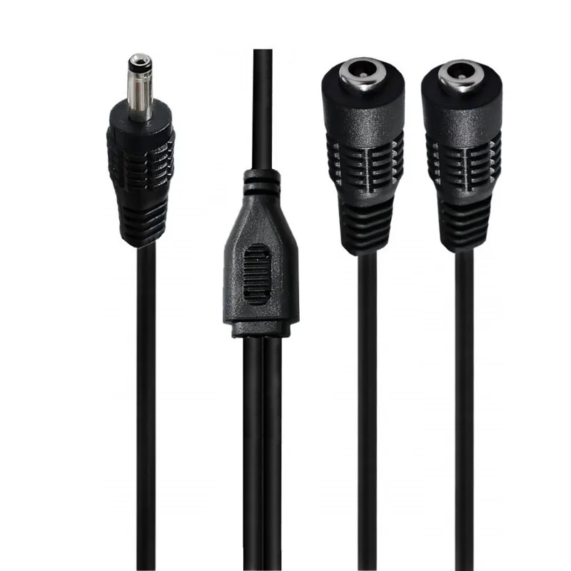 Cable divisor de corriente CC de 1 a 2 vías, adaptador macho a hembra de 3,5mm x 1,35mm, para cámaras CCTV, tira de luz LED y más de 35cm