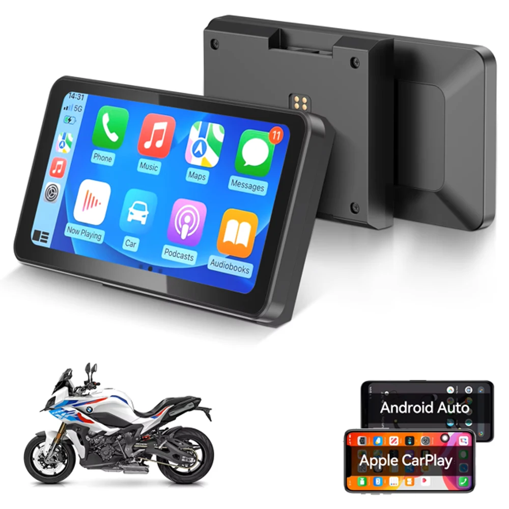 

6.25inch Motorcycle Screen Moto DVR GPS Navigation Wireless Carplay Android Auto IP67 Waterproof Moto