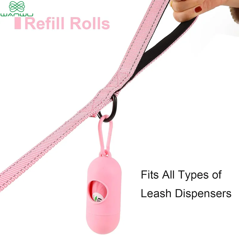 Poop Bags for Dogs, Corn Starch Based Compostable Pet Waste Bags, Leak Proof, Durable Doggie Bags for Walking Cats Litter, Pink