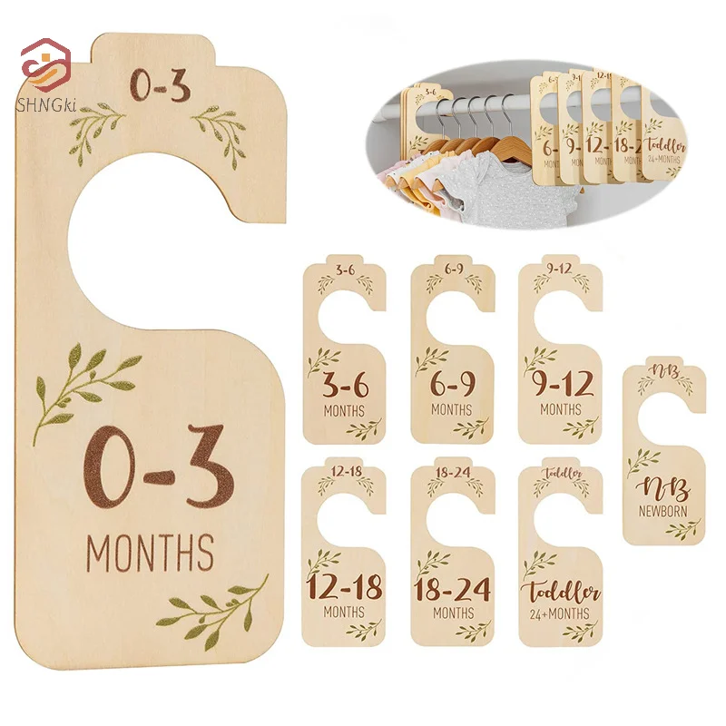 8pcs/set Wood Baby Closet Divider 24 Months Nursery Clothes Organizer for Baby Newborn Gift