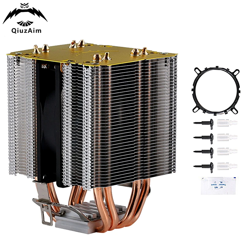 

QiuzAim PC Dual Tower 4 Heat Pipe CPU Cooler Fan Processor Air-Cooler Installing LGA775 115x 1200 1700 1366 1356 AMD AM3 AM4 AM5