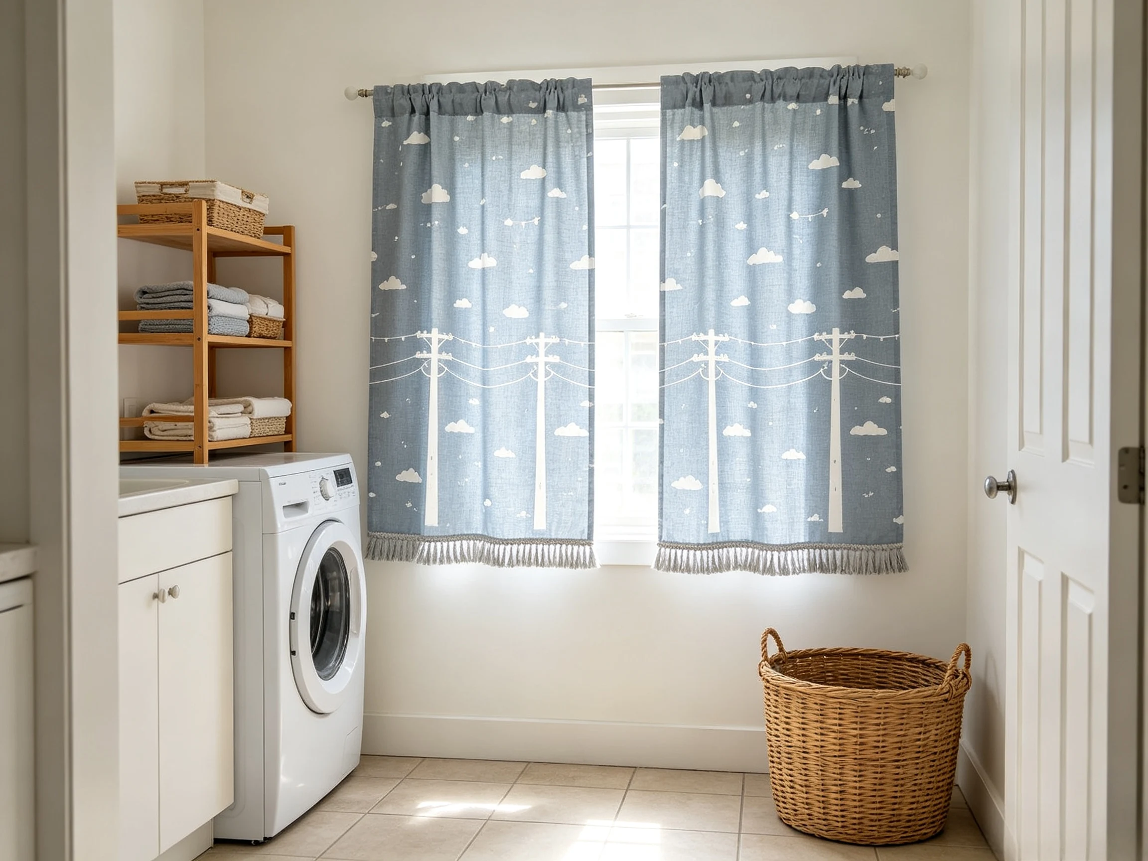 200200   Kitchen laundry room small window curtain, non perforated fabric half curtain