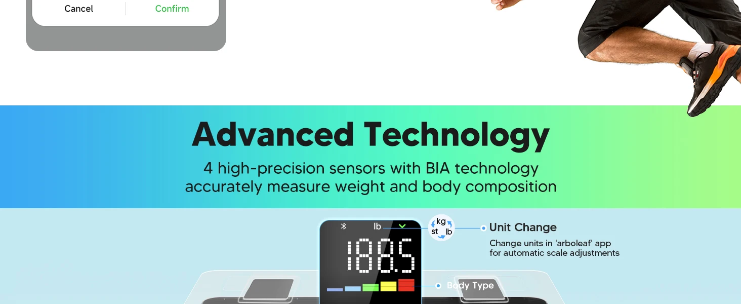 Arboleaf Smart Body Fat Scale 400lb, Digital Bathroom Weight Scale with 14 Body Metrics, 5.3' LED Display, APP Sync, 11.8' Large Platform