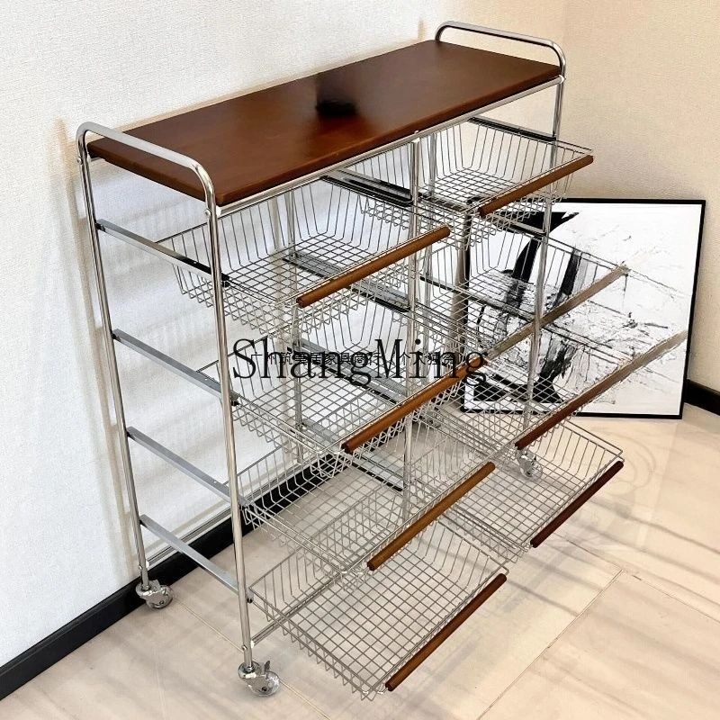 FG Household Small Cart Snack Kitchen Storage Rack Mobile Living  Storage Table Rental House Rental