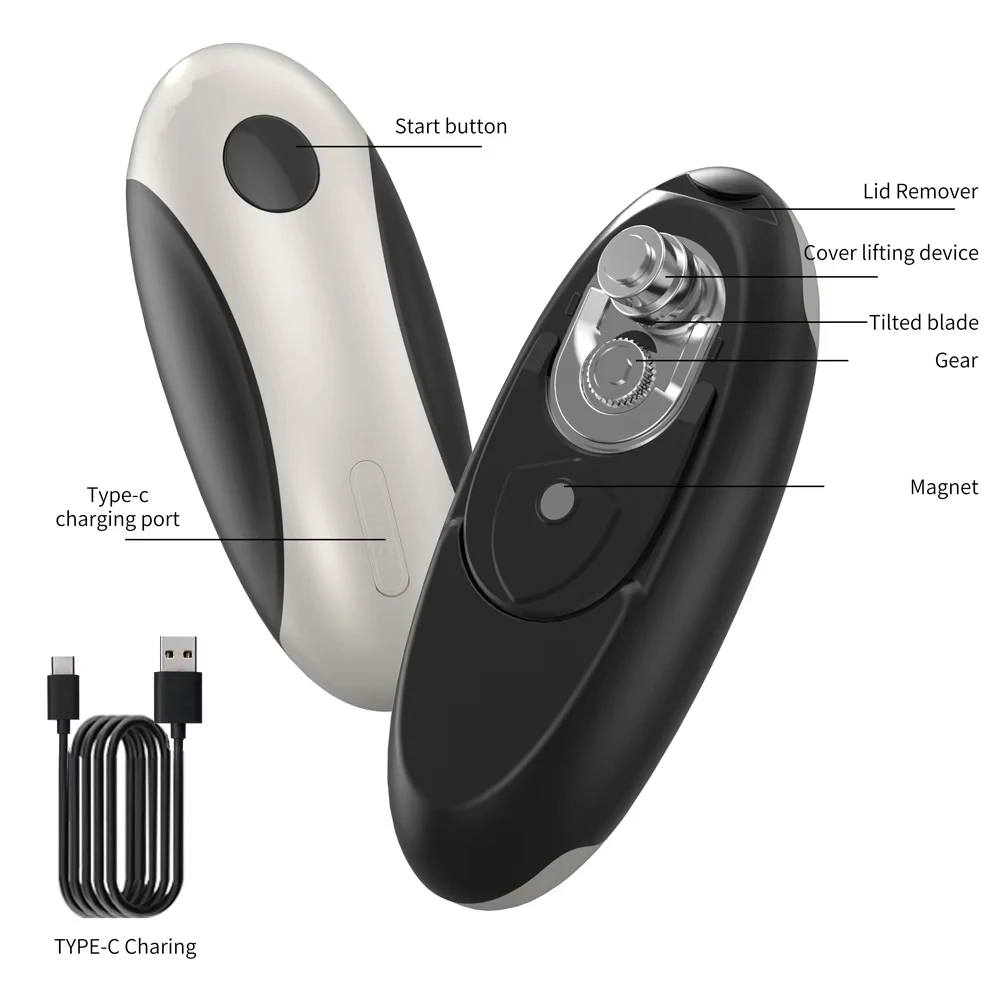Portable Rechargeable Kitchen Can Hands-Free Easy Pull One Touch Tin Can Opener Electric Can Automatic Jar