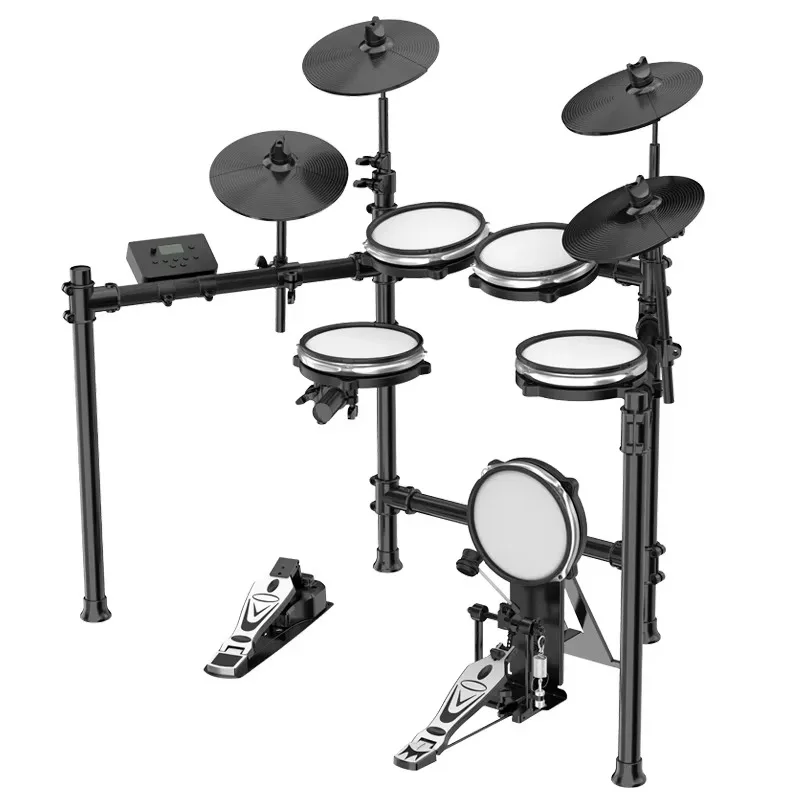 Professional Performance Mute Electronic Drums Portable Folding Percussion Instruments with Silicone Chamber and Drum Heads