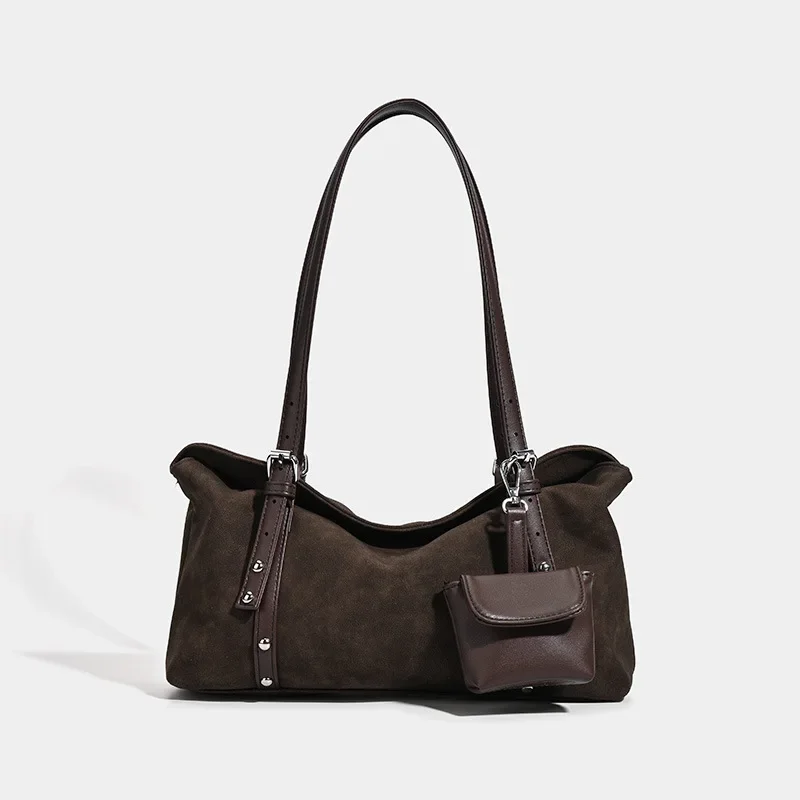 

Vintage Suede Pillow Bag for Women, Large Capacity Commuter Crossbody Bag, Versatile Shoulder Bag for Fall/Winter