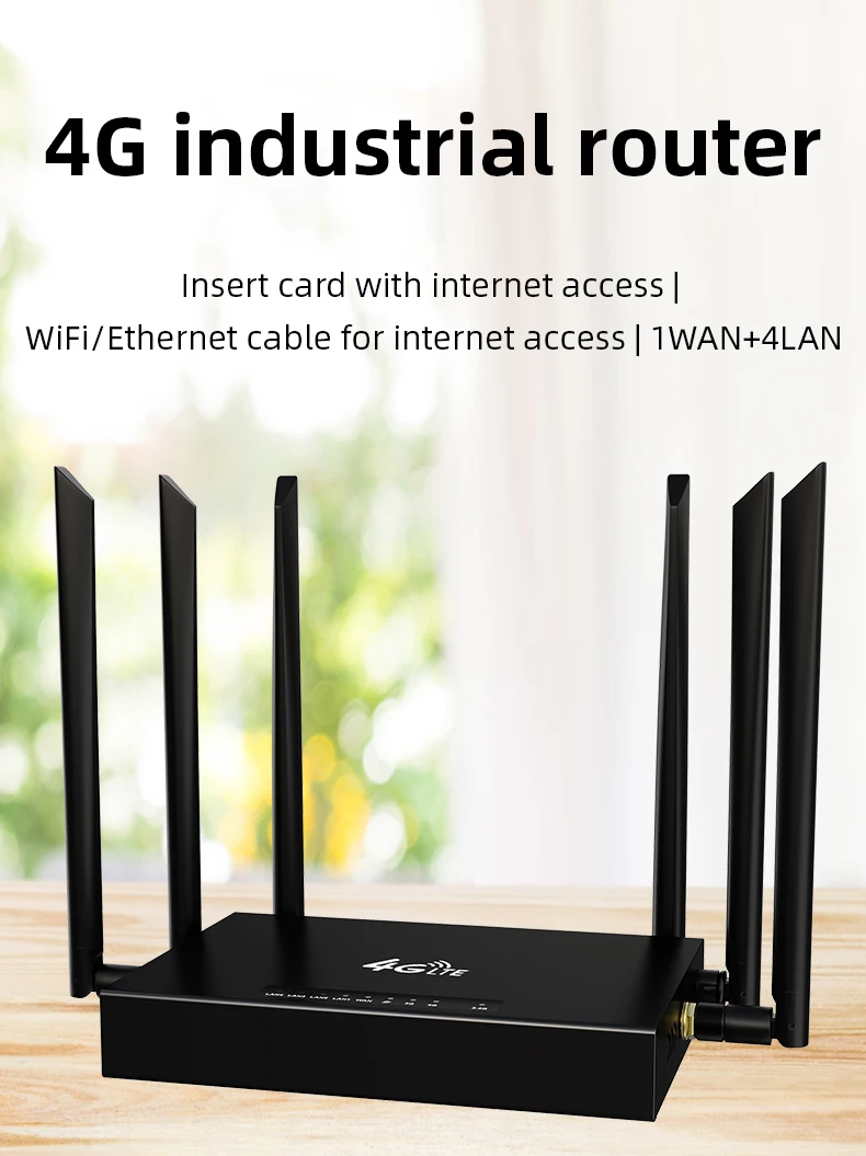 DNXT 4G CPE Wireless Router 6 Antenna Router Indoor Wifi Broadband Hotspot 4g Router with Sim Card Slot Network