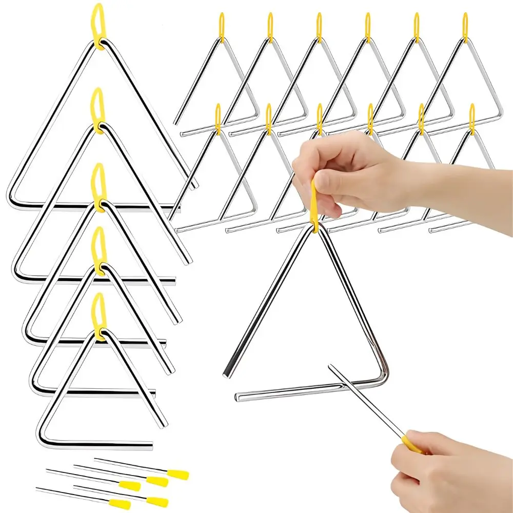 5/6/7/8inch Musical Triangle Percussion Kit with Beater, Premium Steel for School Band, Music Activity & Home Play YMY