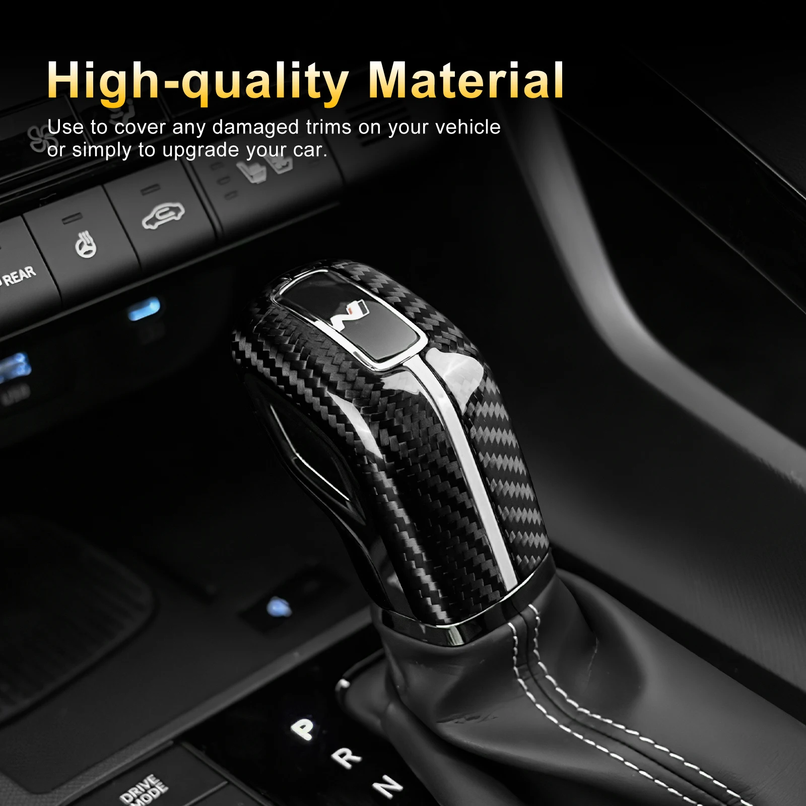 

Hard Dry Carbon Fiber For Hyundai i30 N Elantra N Veloster N Kona N i20 N 2021-2025 Tucson N Line 2022 2023 Car Gear Knob Trim
