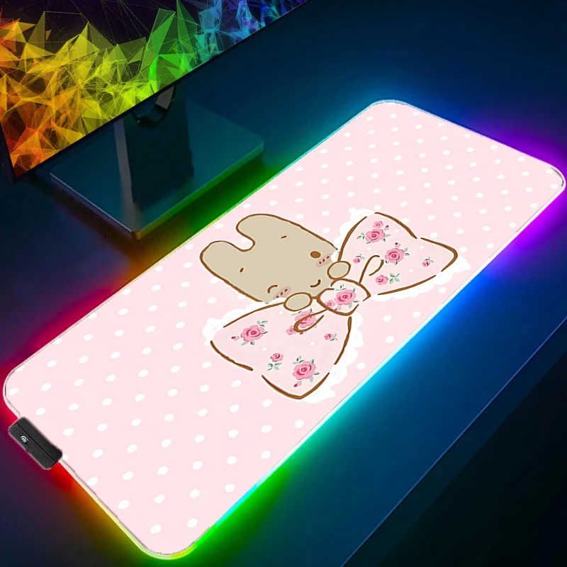 

M-marron Cream LED Mouse pad Computer Mousepad Laptop Anime Keyboard RGB Mouse Mat 900x400 Keyboards Gamers Backlight Desk Mat
