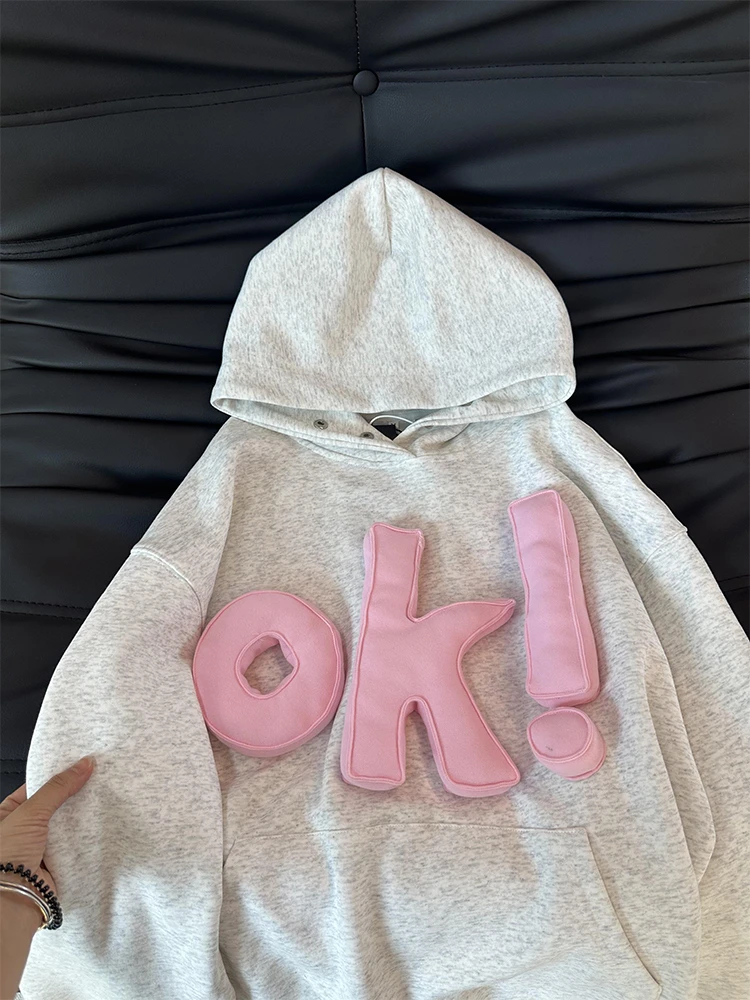 

Женская толстовка в американском ретро-стиле, осенне-зимняя, свободного кроя, оверсайз, для пар, повседневная, универсальная верхняя одежда, модная уличная одежда