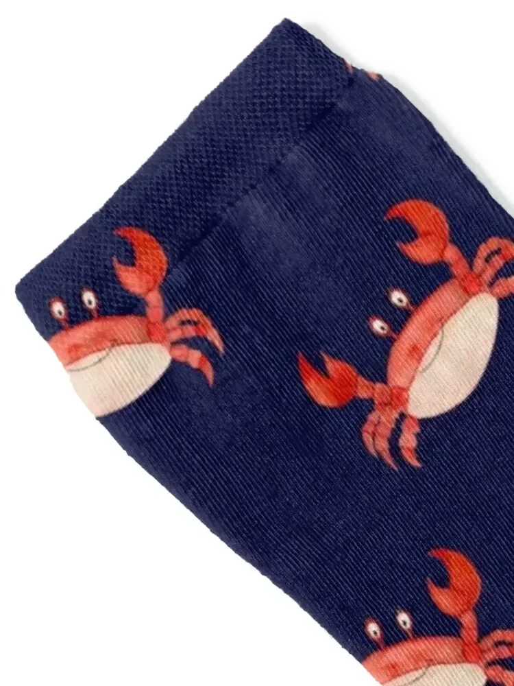 Crab Happy crabby seaside crustaceans, fun red animal sea ocean lobster Socks Rugby New year's Stockings man Man Socks Women's