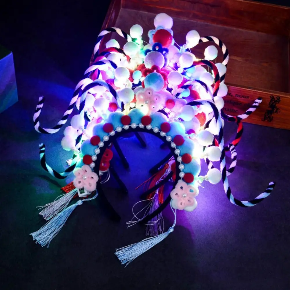 

Beijing Opera Twisted Stick Headband Kit Traditional Opera Chinese Style Handcraft Hair Hoop Kit Cute Colored Lights