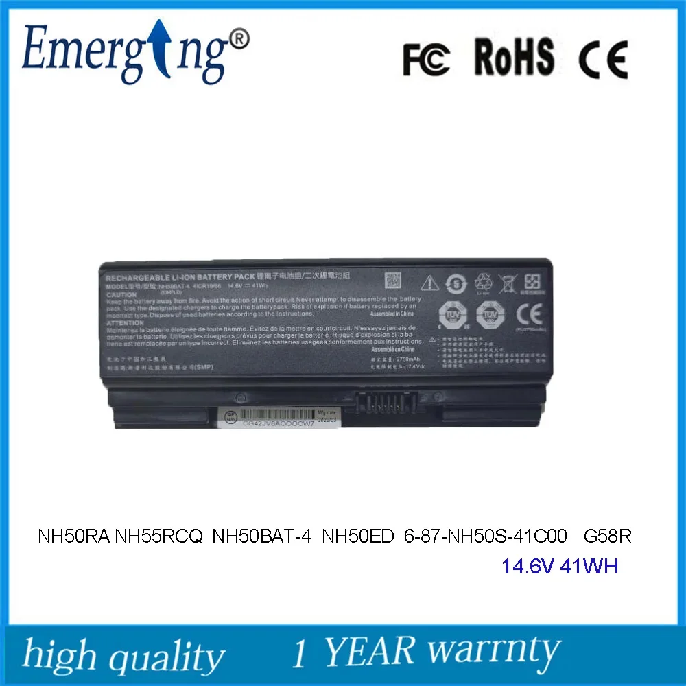 

14.6V 41WH NH50BAT-4 Laptop Battery For Clevo NH50RA NH55RCQ T3Pro GK5S03 CNB5S02 CNH5S03 XOTIC G58R NH58RAQ Sager NP7852