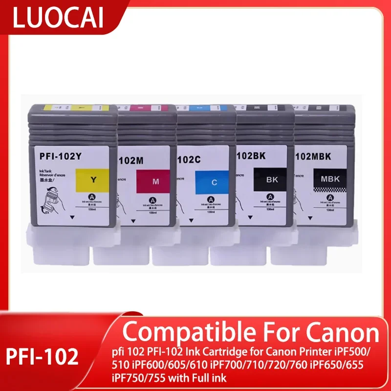 PFI-102 PFI102 PFI 102 MBK Compatible InkJet Pigment Ink Cartridge For Canon IPF 700 500 600 510 610 710 IPF700 IPF500 Printer