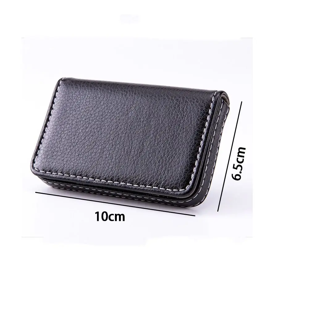 حافظة بطاقات عمل من جلد البولي يوريثان عالية الجودة، صندوق بطاقات معدني محمول، حامل بطاقة الائتمان للنساء والرجال