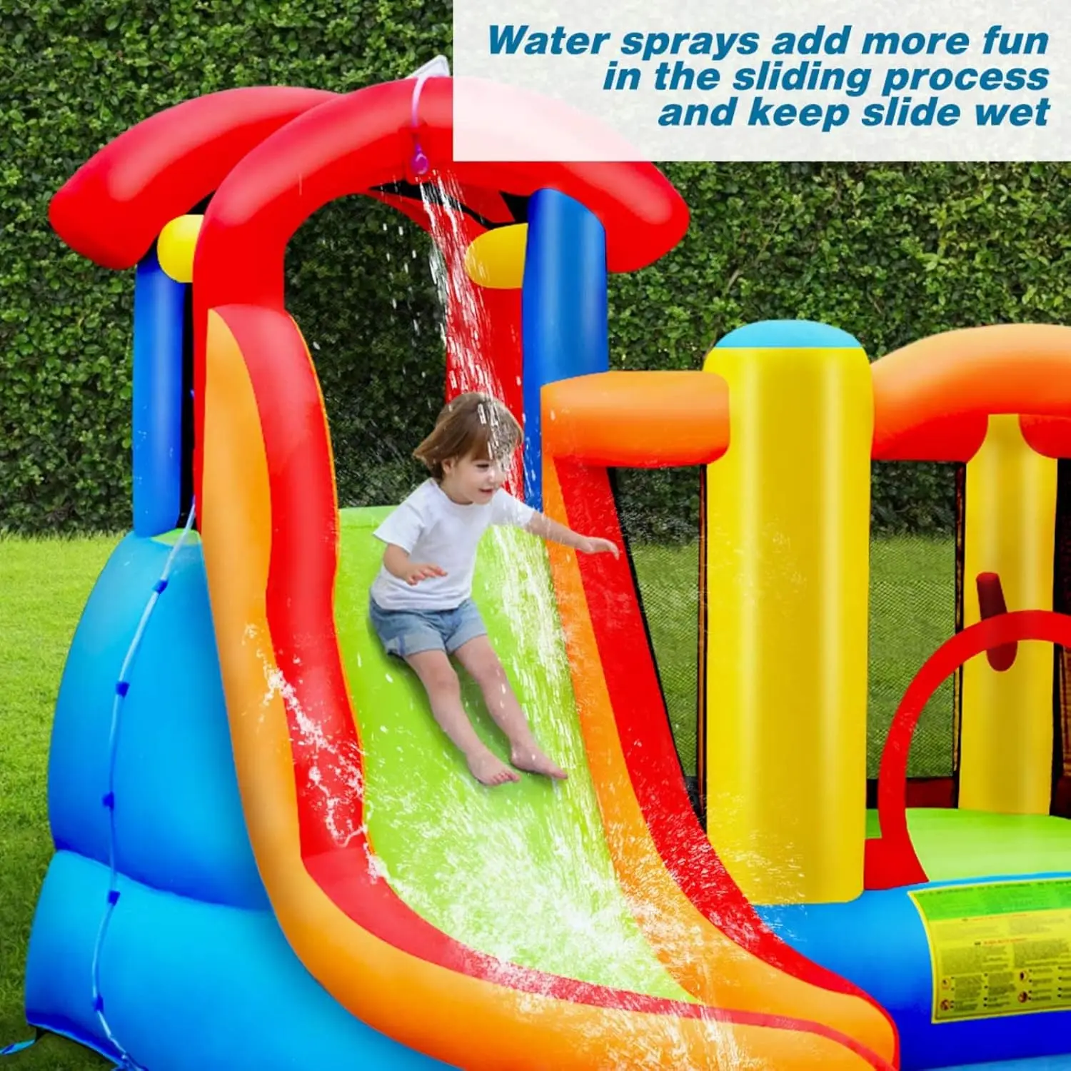 Nadmuchiwana zjeżdżalnia wodna, Bounce House zjeżdżalnia wodna dla dzieci na świeżym powietrzu ze zjeżdżalnią wodną, brodzikiem, ścianką wspinaczkową, zjeżdżalnie wodne Inf