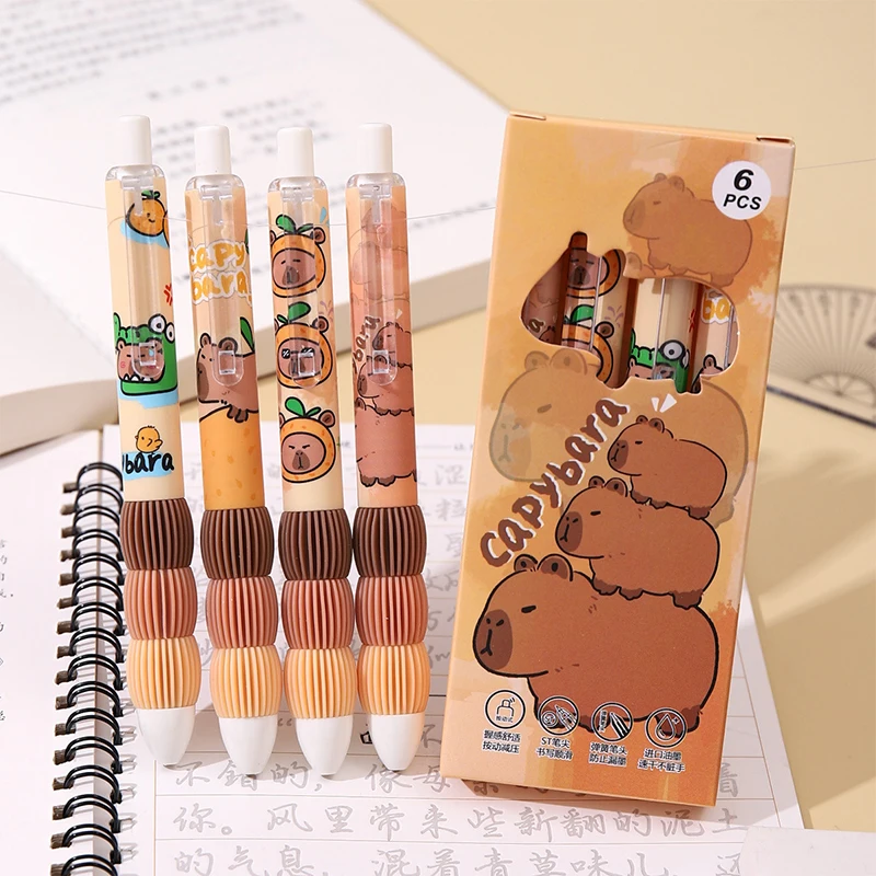 4Pcs Kawaii Cartoon Capybara Gel Pen Quick-Drying Neutral Pens Writing Smooth Pens Office Supplies Student Stationery Gifts