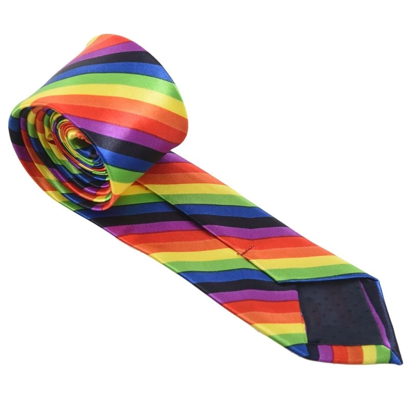 NEW-3X Men Fashion Casual Skinny Slim Narrow Tie Formal Wedding Party Necktie, 19 (Rainbow Color Stripes)