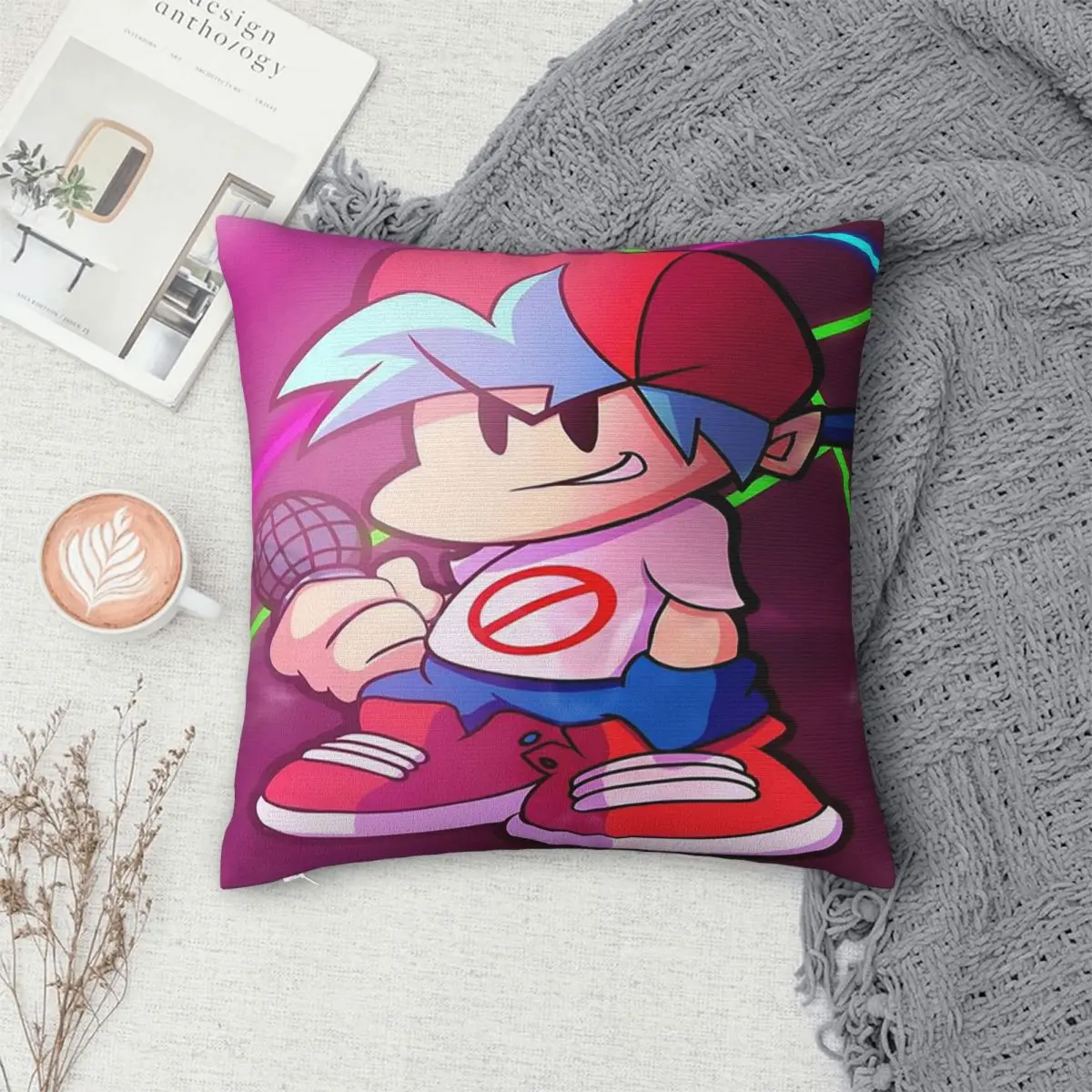 

Декоративная наволочка на молнии с принтом Boyfriend FNF Friday Night Funkin Game для спальни, квадратная, комфортная, для декоративной подушки