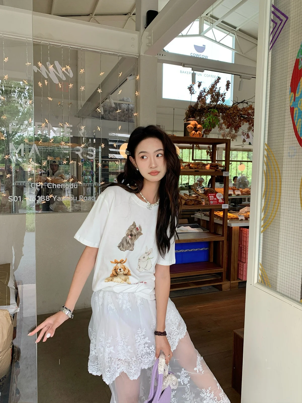 

Удобная дышащая белая футболка с мультяшным принтом, женская повседневная свободная хлопковая летняя новая футболка без рукавов