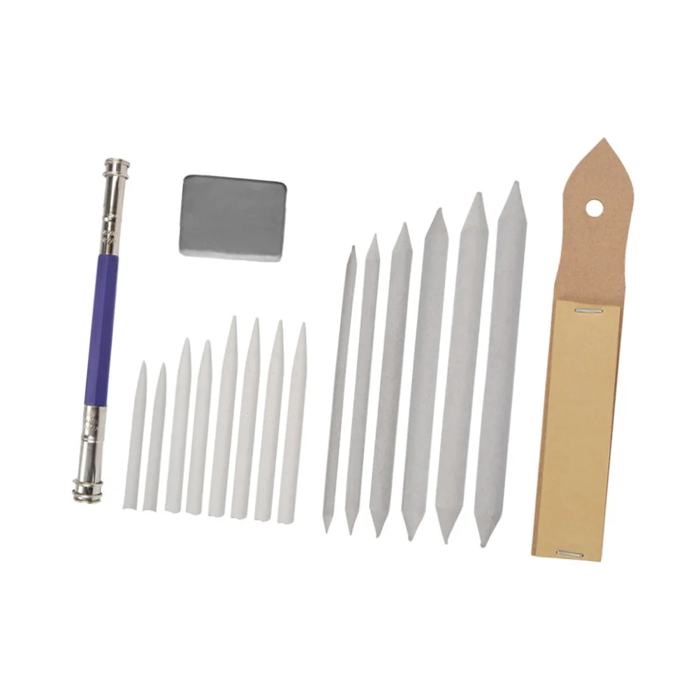 مجموعة أدوات رسم فنية لمزج الورق الاحترافي لتظليل أقلام الرصاص والفحم باستيل مع مبراة كتلة الصنفرة #6