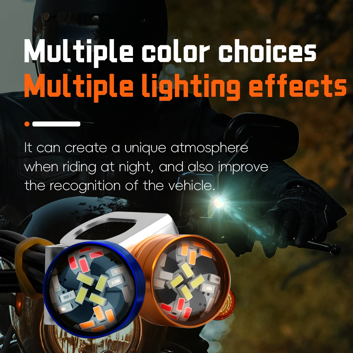 EURS 2PCS car motorcycle warning lights RGB flashing colorful light 3014 20LED universal license plate light signal light 12V