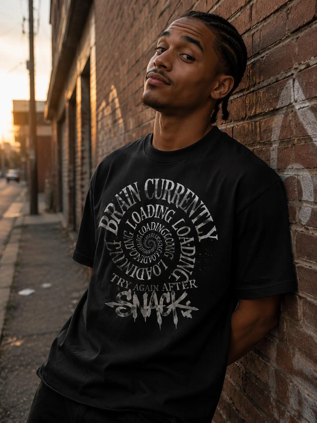

Men Graphic T Shirt Short Sleeve Loose Fit 50 Percent Cotton 50 Percent Polyester Stretch Fabric Spiral Loading Graphic Print