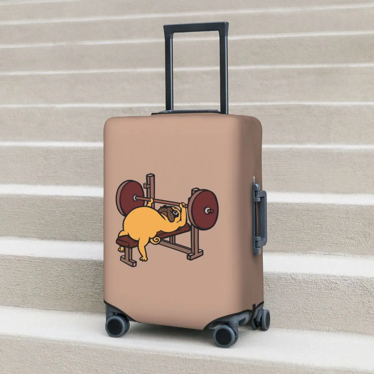 

Pug Bench Press Suitcase Cover Protection Elastic Trip Luggage Protector Covers for 18-32 Inch