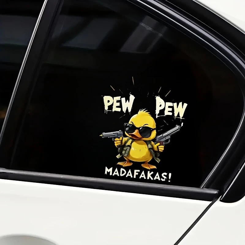 Fully Equipped Duckling Cartoon Vinyl Sticker - Perfectly suitable for cars、Truck、Motorcycle、Luggage, etc | Durable