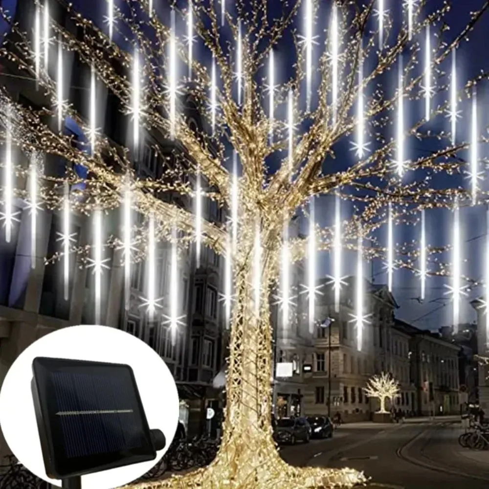في الهواء الطلق 8 أنابيب 30/50 سنتيمتر الشمسية Led النيزك دش المطر سلسلة ضوء ل شجرة عيد الميلاد ديكور حديقة التخييم الديكور الجنية ضوء #2