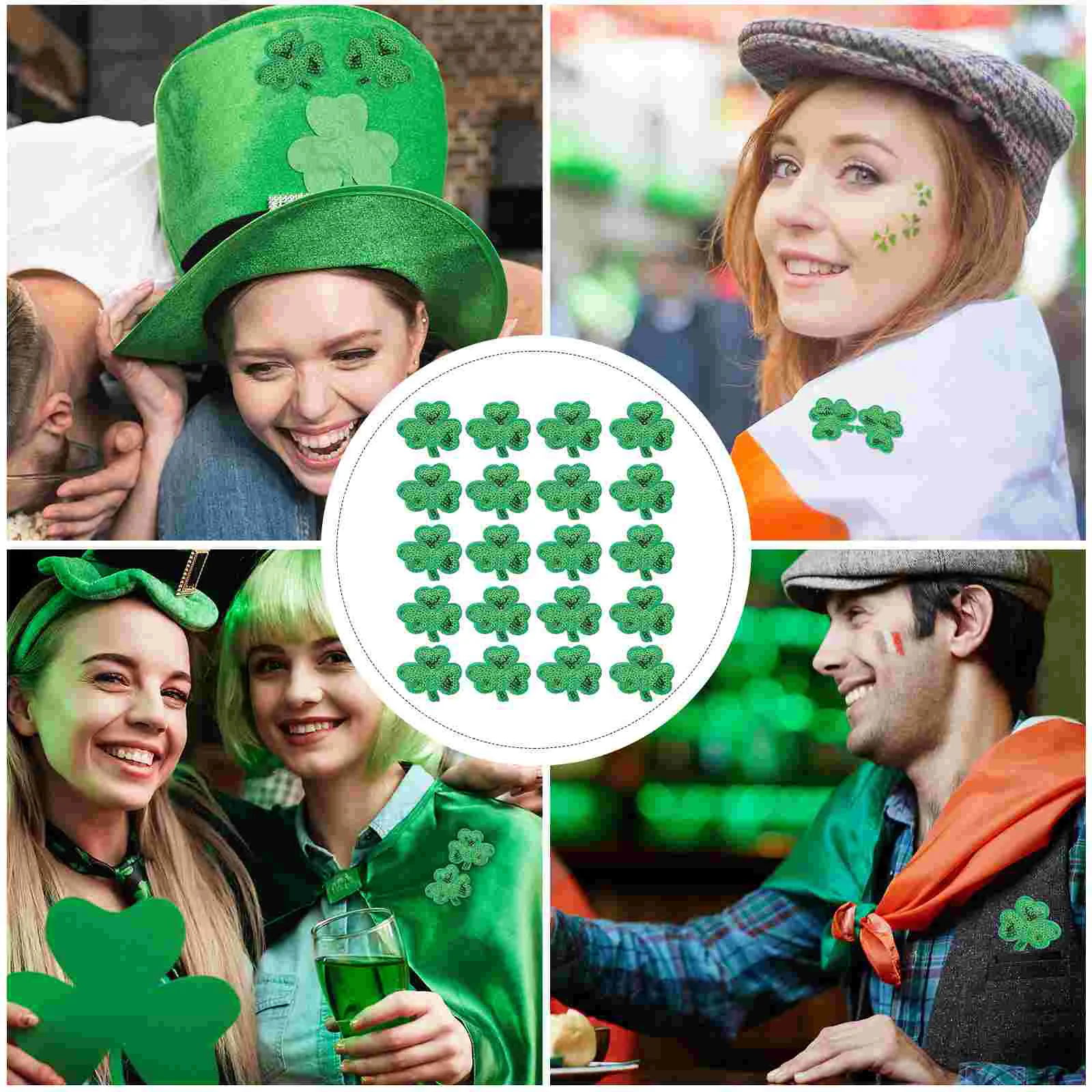 20PCS St. Patrick's Day Iron On Adhesive Patches for Clothing Craft Non Woven Stickers Handmade Embroidery Holiday