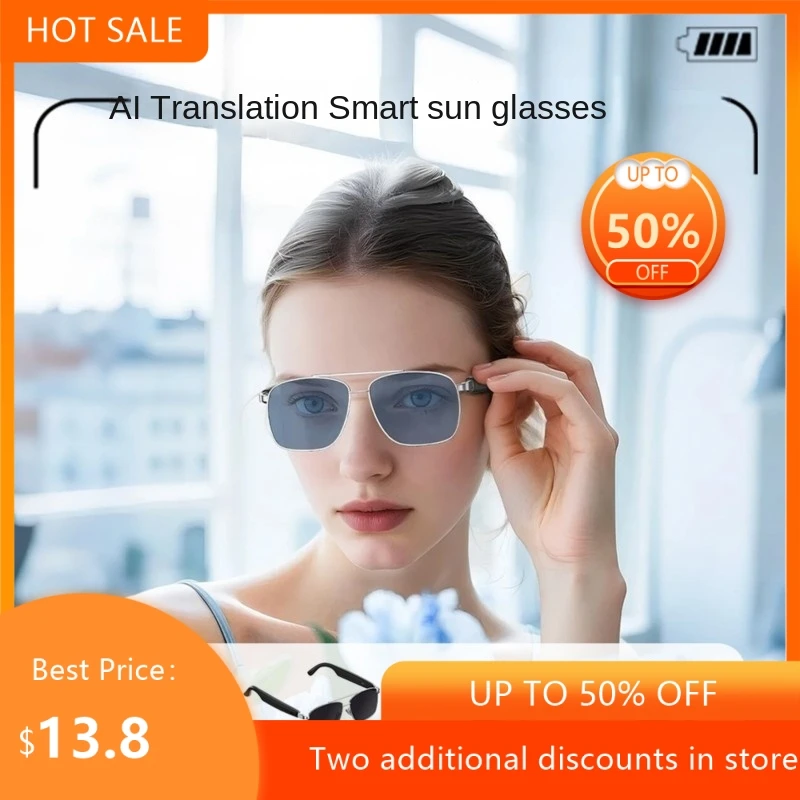 

Умные Bluetooth-очки с ИИ-переводом, беспроводной связью, защитой от солнца, двойной линзой и корпусом из нержавеющей стали, модель 2026 года