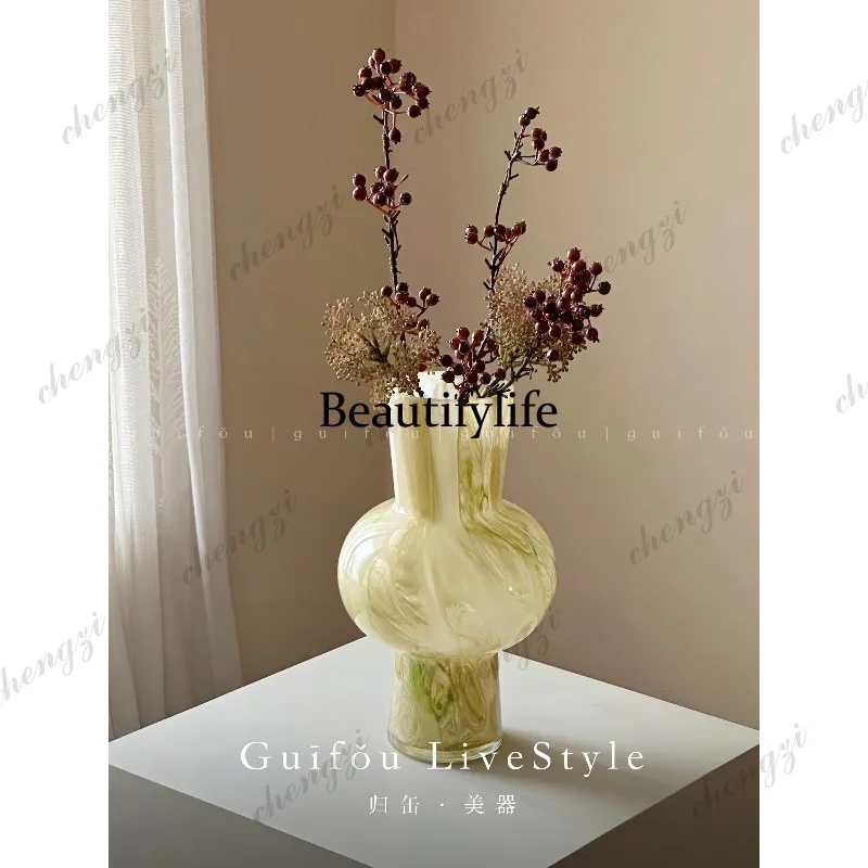 A95 wabi-sabi wind large diameter rich bamboo flower arrangement vase medium ancient art flower sensory device