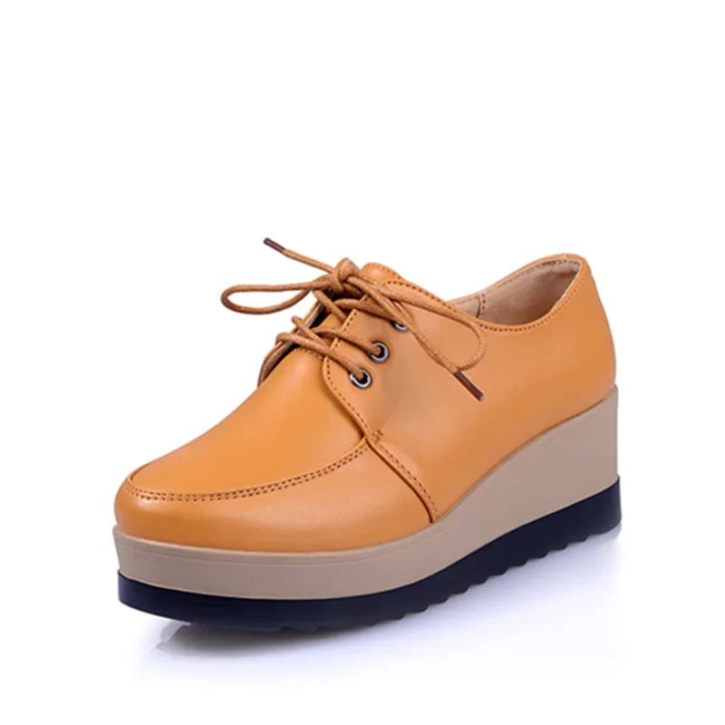 Women Oxford Shoes Flat on Platform Casual Shoes Frenum Leather Shoes Sewing Round Toe Zapatos Mujer 2023