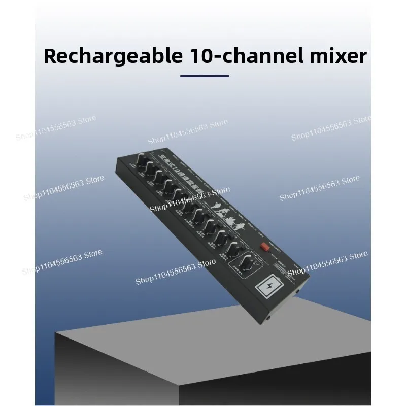 10 Channel Audio Mixer Multi Input Microphone Instrument Stereo Channel Amplifier Rechargeable