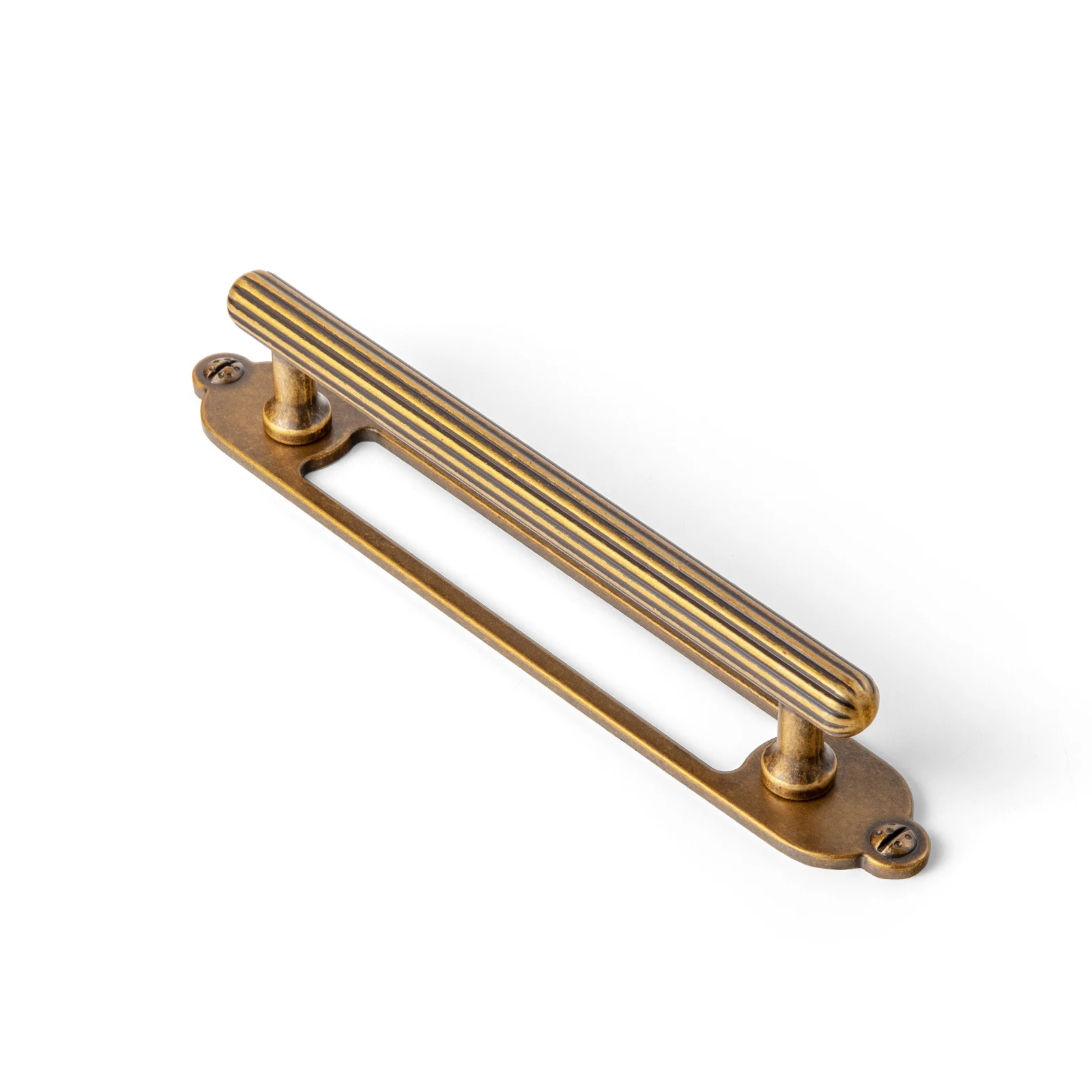 Goo-Ki 2 Pack Antique Brass Cabinet Pulls with Open-Frame Backplate, Solid Zinc Alloy Kitchen Hardware for Cupboard and Dresser，5 Inch Center to Center