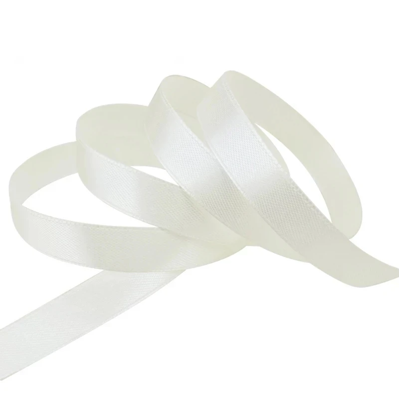 25 Yards/Roll Ivory Single Face Satin Ribbon Wholesale Gift Wrapping Christmas Handmade DIY Ribbons