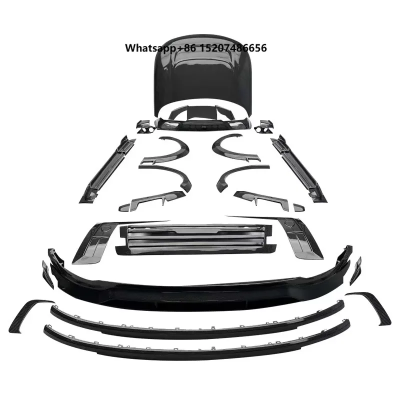 Kit 2020-2024 Executive Edition Wide Body Kit Fiber Front Lip Skirt Rear Diffuser Spoiler Hood