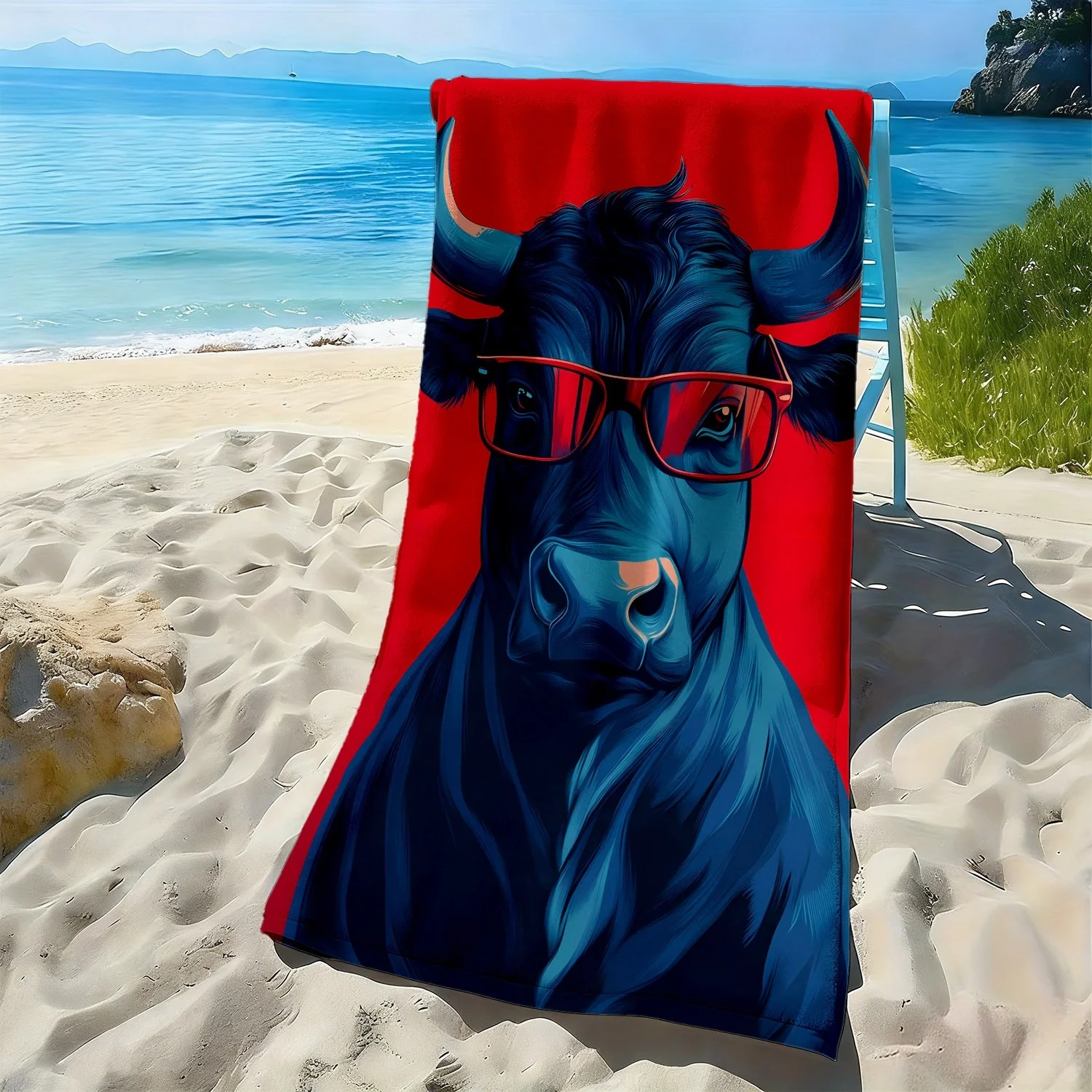 Fashionable trendy glasses polyester microfiber beach towel is highly absorbent, suitable for swimming and beach outings