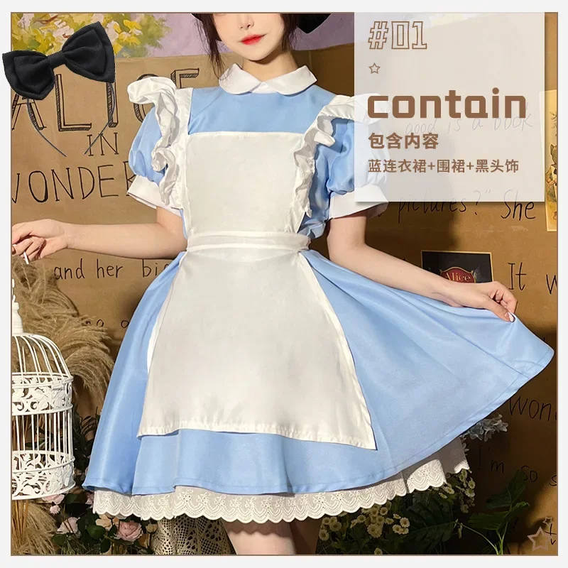 2026 Fantasia Alice Cosplay Lolita Maid Apron Dress For Women Halloween Carnival Masquerade Stage Show Activity In Stock view 5