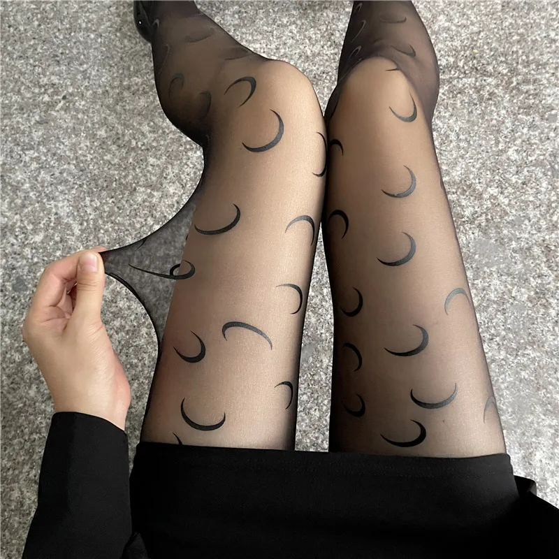 

Moon Printed Stockings Women's Ultra-Thin Velvet Arbitrary Cut Pantyhose Subnet Red Ins Trendy Sexy Black Silk Stockings