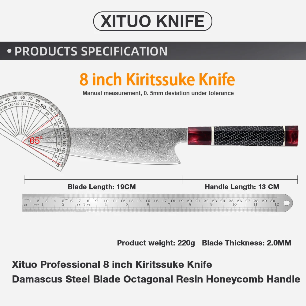 XITUO Damascus Knife Japan 67 layer Damascus steel vg10 Chef Kiritsuke Knife Kitchen Cooking Knife Resin Sashimi Filleting Knive