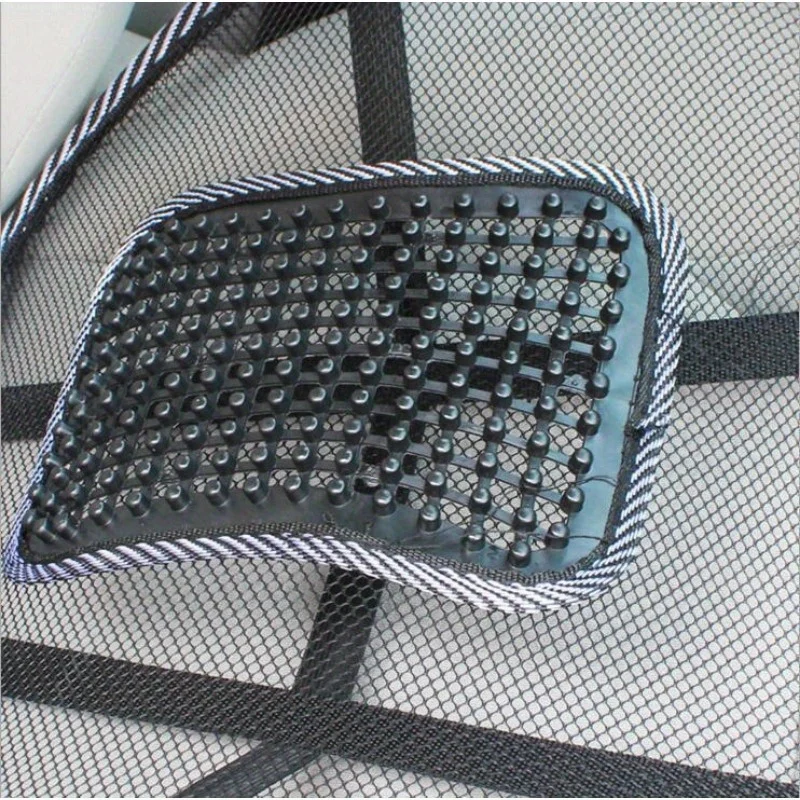 1 breathable ice silk car lumbar support pad with massage beads, ergonomic steel wire back support view 5