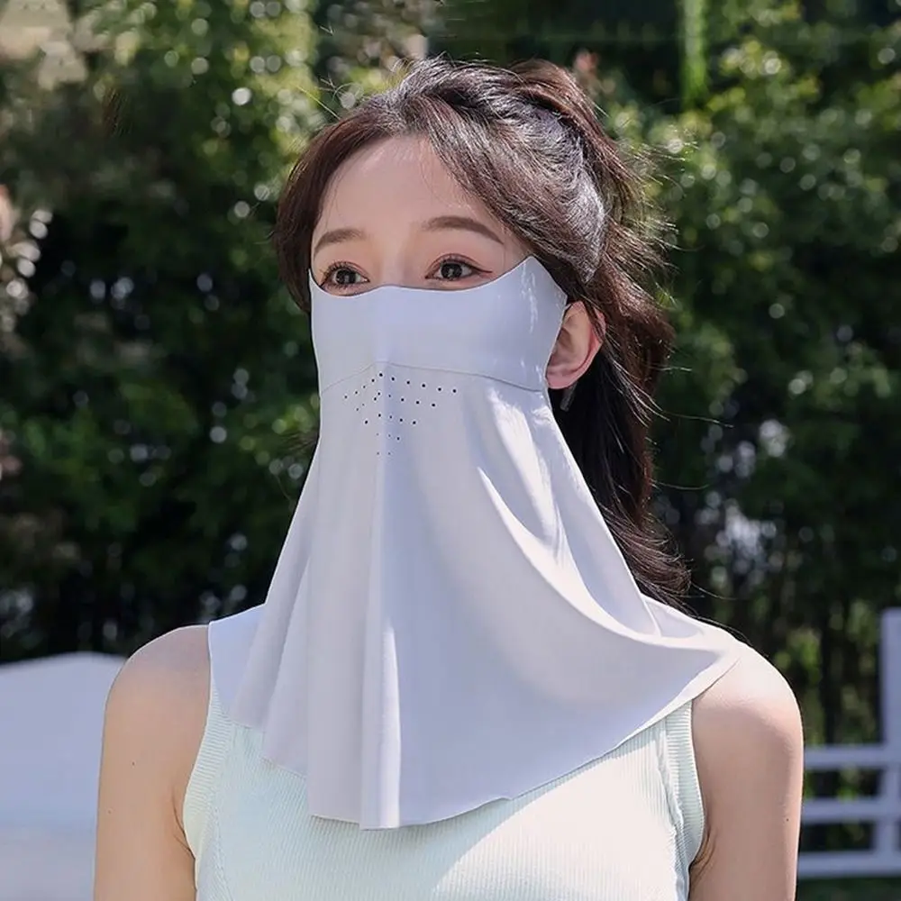 Outdoor Zonnebrandcrème Masker Dames Ijs Zijde Traceless Masker UV-bescherming Zomer Fietsen Zonbescherming Ademend Dunne Cover Gezicht