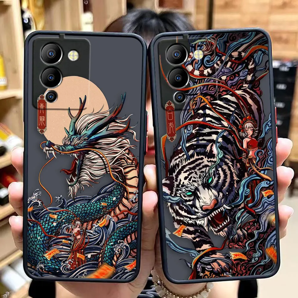 Matte Phone Case for infinix NOTE 30 12 G96 11 10 8I 8 7 SMART 4 SPARK 8 8P 5 6 PRO Silicone Case Funda Capa Shell Dragon Paint