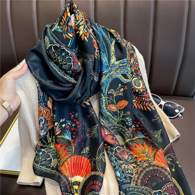 2023 Luxury New Brand Designer Silk Scarf Female Foulard Bandana Long Shawls Wraps Winter Neck Scarves Pashmina Lady Hijab