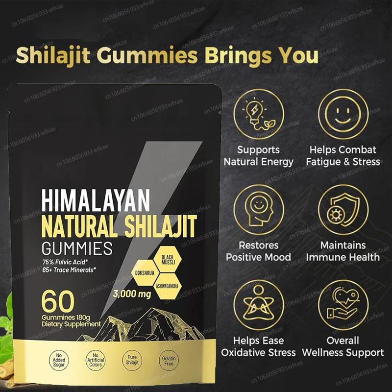 

60 Shilajit Gummies 85+Trace Minerals Energy Boost Help With Muscle Recovery Reduce Fatigue