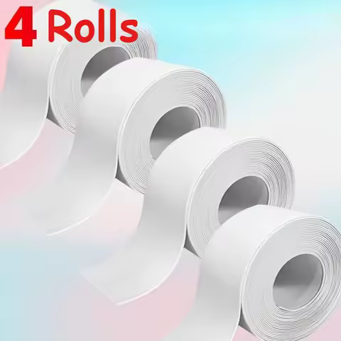 4 Rolls of Self-Adhesive Sealing Tape, Durable and Easy to Use, Suitable for Bathroom and Kitchen, Instant Use, Peel and Stick